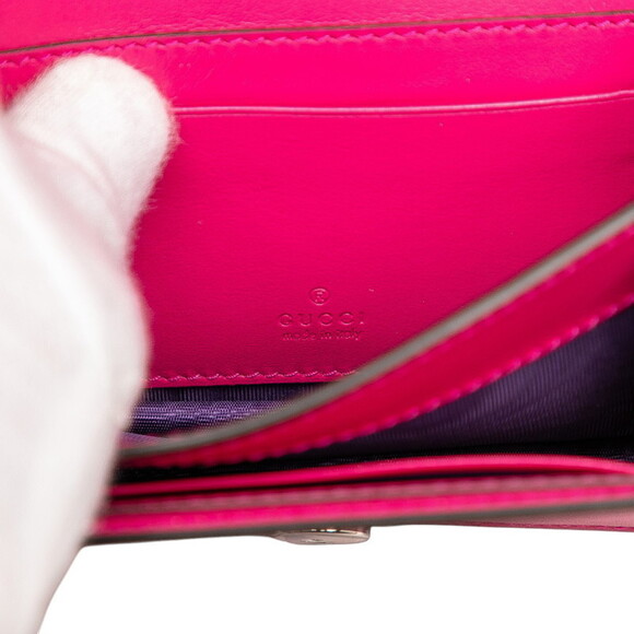 GUCCI Authentic Pink Leather GG Marmont Shoulder Bag - Picture 5 of 6